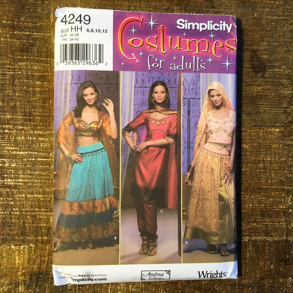 Simplicity Sewing Pattern 4249 Costume Bollywood Sari Salwar Kameez 6-12 UNCUT